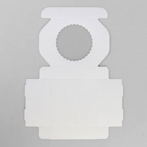 Подарочная коробка сборная с окном, белый, 11.5x11.5x3 см