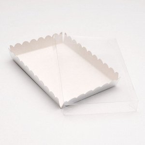 Коробочка для печенья с PVC крышкой, серебрянная, 22 х 15 х 3 см