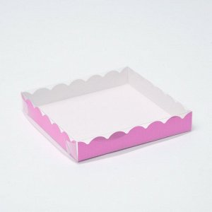 Коробочка для печенья с PVC крышкой, сиреневая, 18 х 18 х 3 см