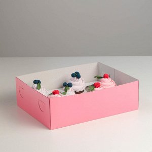Упаковка на 12 капкейков, розовая, 32,5 х 25,5 х 10 см