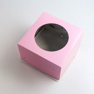 Кондитерская упаковка с окном, розовый, 30 х 30 х 19 см