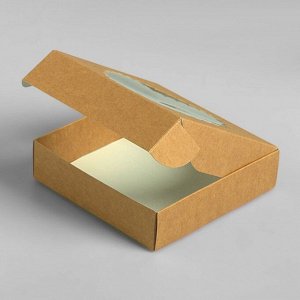 СИМА-ЛЕНД Подарочная коробка сборная с окном, 11,5 х 11,5 х 3 см, крафт