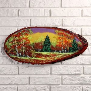 Панно на спиле "Осень" 60 см, каменная крошка, горизонтальное