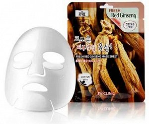 3W Тканевая маска д/лица, красный женьшень"Fresh Red Ginseng Mask Sheet"23мл 1*600шт Арт-82152/70105