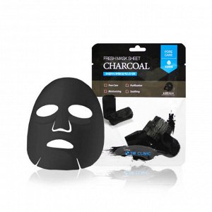3W Тканевая маска для лица, древесный уголь "Fresh charcoal Mask Sheet"23мл, 1*600шт Арт-70051/74864