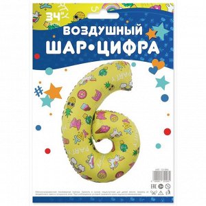 Шар фольгированный 34" «Цифра 6»