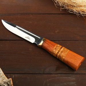 Нож охотничий Мастер К, лезвие 12,5 см, в чехле, деревянная рукоять с пробковой вставкой