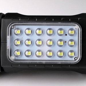 Фонарь-прожектор аккумуляторный, 9 Вт+3 Вт,1800 mAh,18 led, от сети 220 В, 18.5х11х9