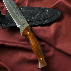 Нож кавказский, туристический "Варан" с ножнами, сталь - 40х13, вощеный орех, 14.5 см