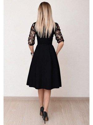 00773 Платье черное с гипюром