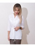 00763 Блузка белая из хлопка с поясом