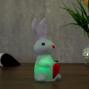 Ночник "Зайчик с морковкой" LED батарейки 3хLR44 белый 7х8х15 см