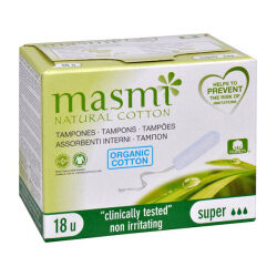 Гигиенические тампоны Super из органического хлопка, Masmi Natural Cotton, 18 шт