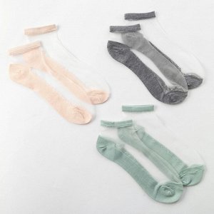 Набор стеклянных носков 3 пары "Француженка", р-р 35-37 (22-25 см), цвет мята/корал/сер