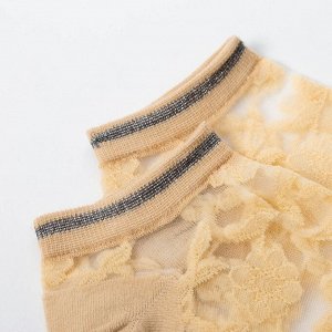 MINAKU Набор стеклянных женских носков 2 пары &quot;Цветочки&quot;, р-р 35-37 (22-25 см), цвет бел/беж