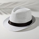 Шляпа мужская MINAKU &quot;Плетеная&quot;, размер 58, цвет белый