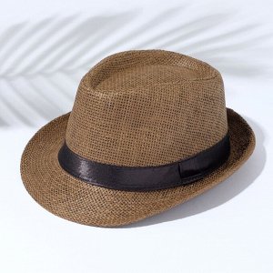 Шляпа мужская MINAKU "Плетеная", размер 58, цвет коричневый
