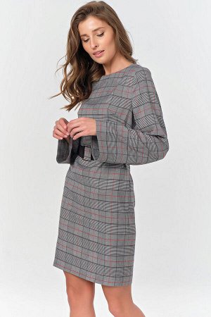 Платье из костюмной ткани в серую клетку