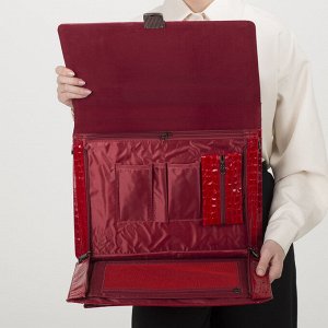 Папка деловая, 2 отдела на клапане, 2 наружных кармана, длинный ремень, цвет ярко-красный