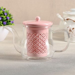 Чайник заварочный «Нежность», с керамическим ситом, 400 мл, цвет розовый
