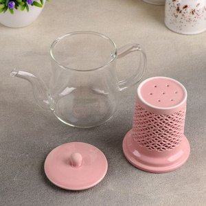 Чайник заварочный «Нежность», с керамическим ситом, 400 мл, цвет розовый