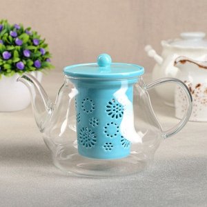 Чайник заварочный «Нежность», с керамическим ситом, 700 мл, цвет голубой