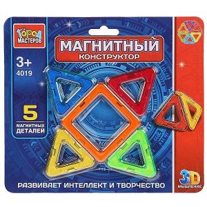 DT-4019-R Игрушка конструктор магнитный "Город мастеров": 5 деталей на блистере (русс. уп.) в кор.100шт