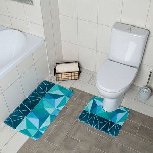 Набор ковриков для ванны и туалета «Геометрия цветов», 2 шт: 40?45, 45?75 см