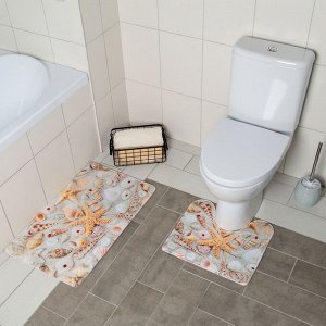 Набор ковриков для ванны и туалета «Ракушки», 2 шт: 40?45, 45?75 см