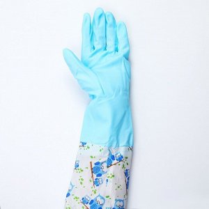 Перчатки хозяйственные с утеплителем «Совы», размер L, ПВХ, длинные манжеты, цвет голубой 4575776