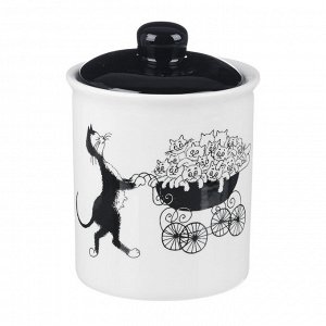 MILLIMI Черный кот Банка для хранения, 550мл, 10х13см, керамика
