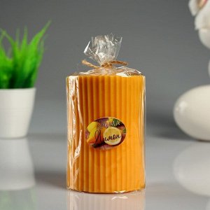 Свеча- цилиндр "Лимон" с полосками, ароматическая, 7?10 см 4852571
