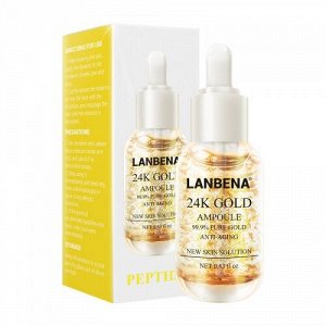 Антивозрастная укрепляющая сыворотка для лица Lanbena Gold Ampoule с 24 каратным золотом