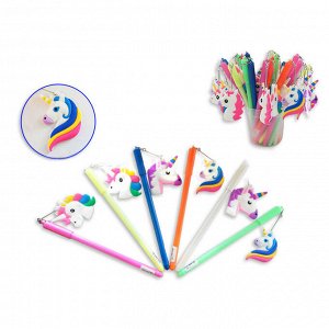 Ручка шариковая с игрушкой-подвеской ЕДИНОРОГ 1, в стакане, цв.чернил - синий