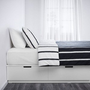 НОРДЛИ Каркас кровати с ящиками, белый, 160x200 см