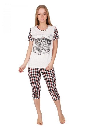 Пижама футболка+бриджи - MyCat - 359 - молочный
