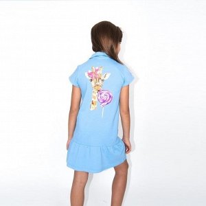Платье детское - Funny Animals жираф - голубой