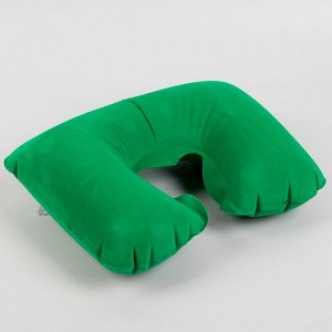 Подушка для шеи дорожная, надувная, 38 ? 24 см, цвет зелёный