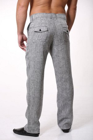 Брюки джинсы мужские серый 100% лён