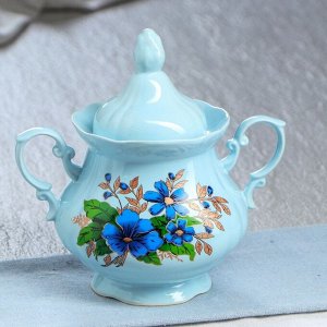 Сахарница "Камелия" голубой, цветы, 0,5 л, микс