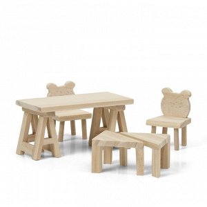 Набор деревянной мебели для домика «Стол и стулья»