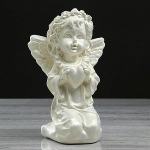 Статуэтка "Ангел с сердцем" перламутровая, 19 см