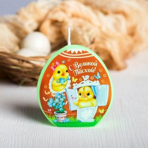 Пасхальная свеча-яйцо с картинкой «Цыплята»