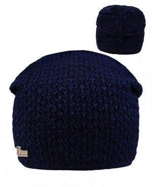 Синяя шапка для девочки 37409-ПА19