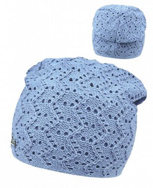 Голубая шапка для девочки 373712-ПА19