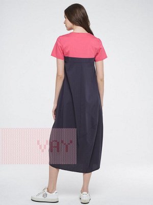 Платье женское 201-3574 БХ13/БХ08 графитовый/розовый коралл