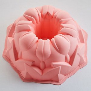 АК-6130S Форма для выпечки кекса "Царица цветов" цвет: розовый 21*8см (100)