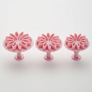 BE-0365 Набор плунжеров кондитерских для мастики и печенья "Цветы", 3 штуки Темно-розовый (144)