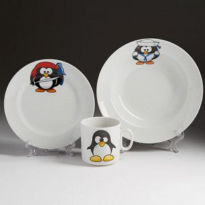 6С2552Ф34 Набор посуды 3 предмета ф. 653 "Идиллия" "Пингвинчики" (10)