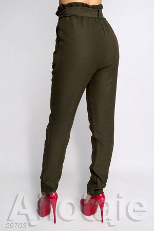 Вельветовые брюки с пояском цвета хаки